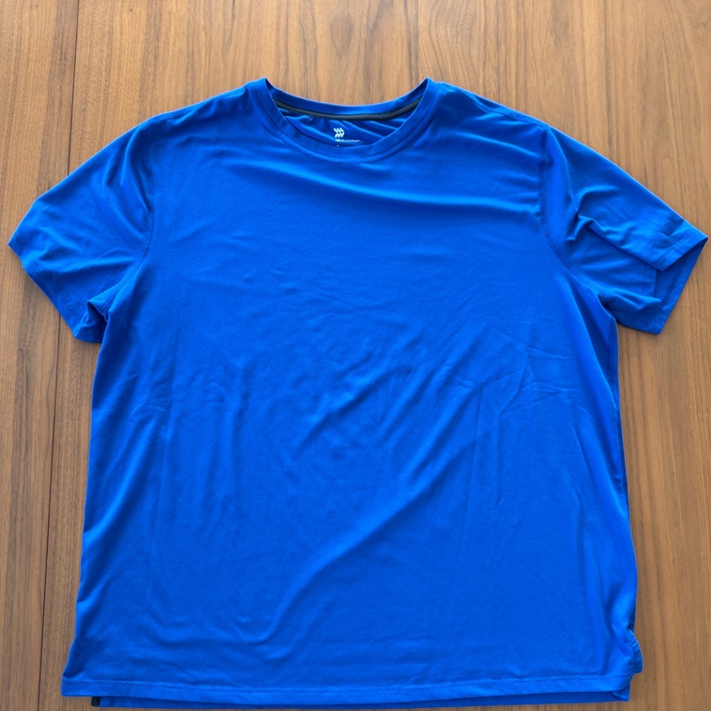 Men's Short Sleeve Gym T-Shirt Blue Polyester XL